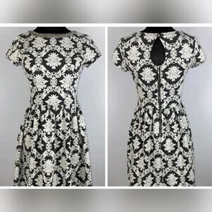 Xhilaration NWT Black & White Jacquard Fit + Flare Keyhole Back Dress XXL